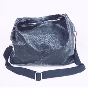 FURLA CROC LEATHER ELISABETH BAG HOBO SLOUCHY